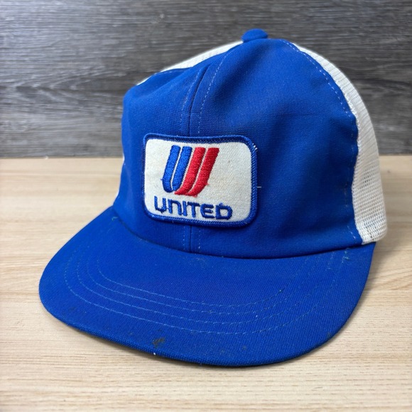 Vintage United Hat Cap Snapback Blue Trucker Patch Logo - Picture 3 of 11